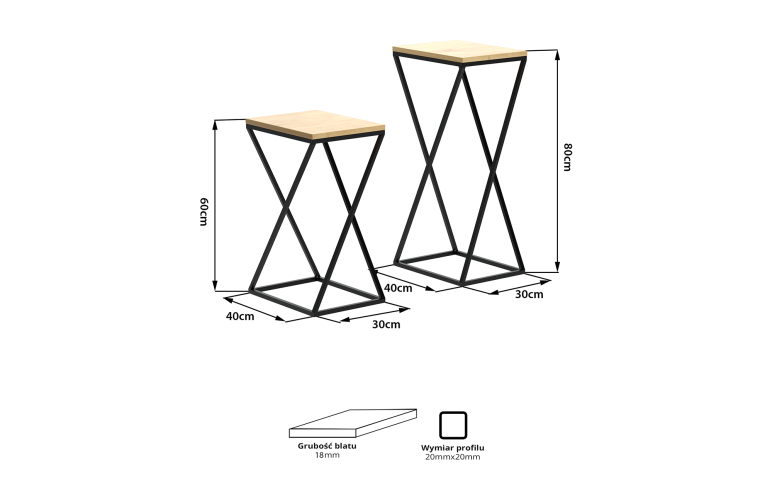 Loftowe stoliki pomocnicze Sis