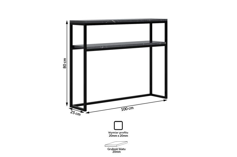 Granitowa konsola Hott z podwójnym blatem