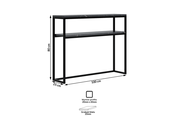 Granitowa konsola Hott z podwójnym blatem