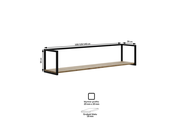 Industrialna półka wisząca Thea