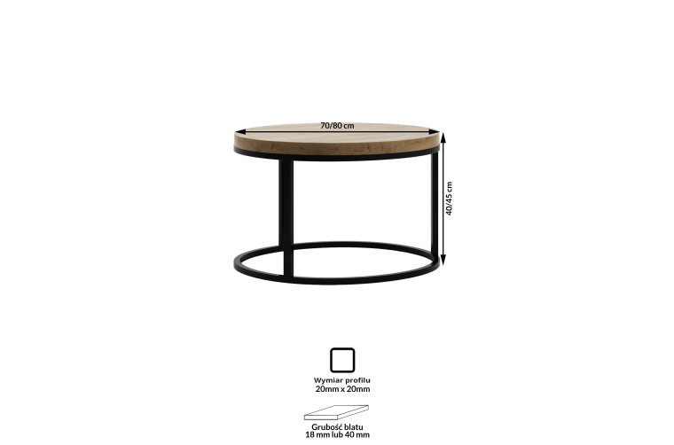 Stolik kawowy Hali - DĄB LAKIEROWANY  WYSYŁKA 24h