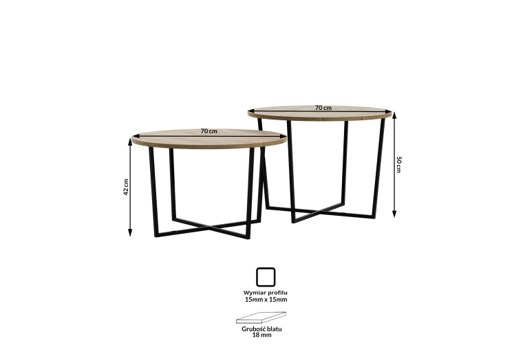 Okrągłe stoliki kawowe Frodi- zestaw