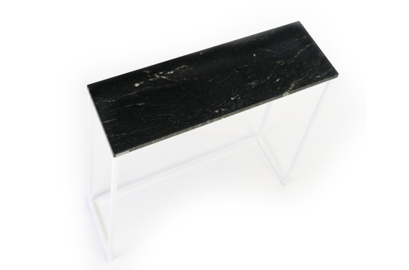 Konsola Ella z granitem Via Lactea 80x25x80- biały stelaż
