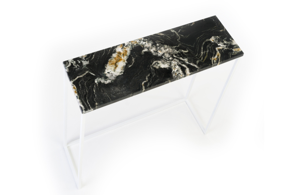 Konsola Ella z granitem Belvedere 80x25x80- biały stelaż