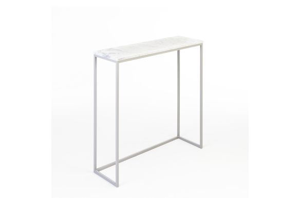 Konsola Ella z marmurem Bianco Carrara 80x25x80- szary stelaż
