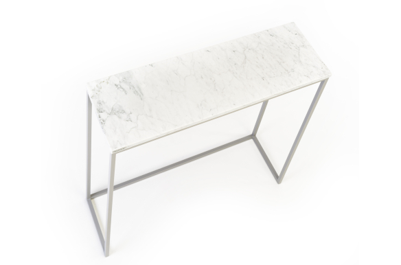 Konsola Ella z marmurem Bianco Carrara 80x25x80- szary stelaż