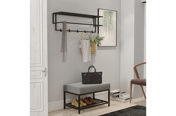 Ławka Isa 70x30x41 - PIANO 14(popiel), stelaż czarny mat, wysyłka 24h