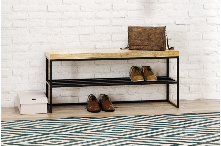 Dębowa ławka Geri z półkami na buty