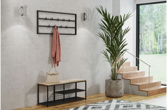 Dębowa ławka Livi z półkami na buty