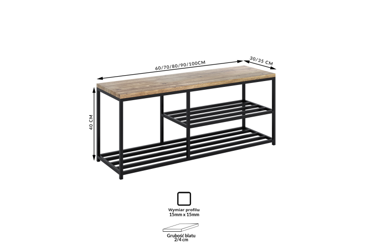 Dębowa ławka Livi z półkami na buty