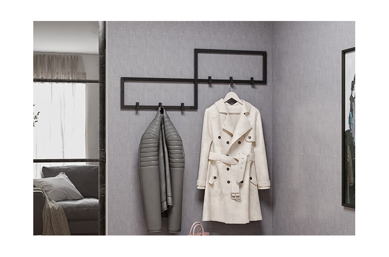 Wieszak Endi- szerokość 70cm, kolor czarny mat-...