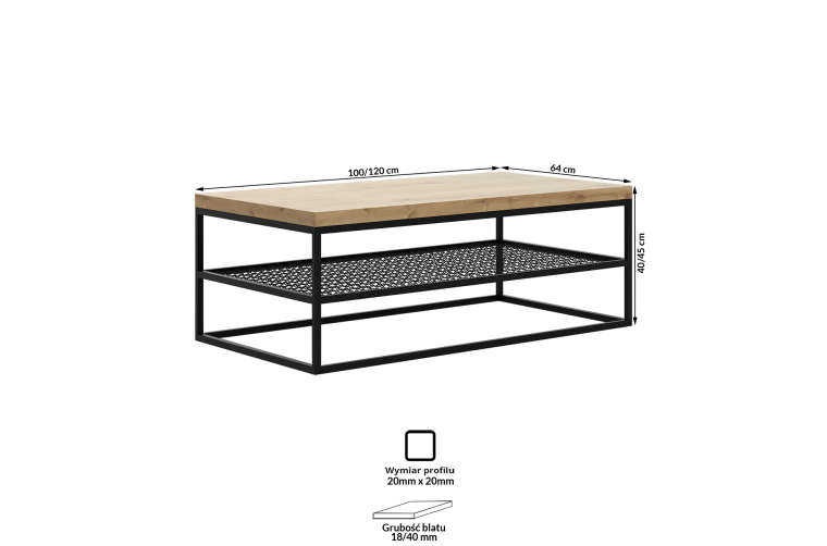 Stolik kawowy Vidar 100x64x45h- DĄB CIEMNY...