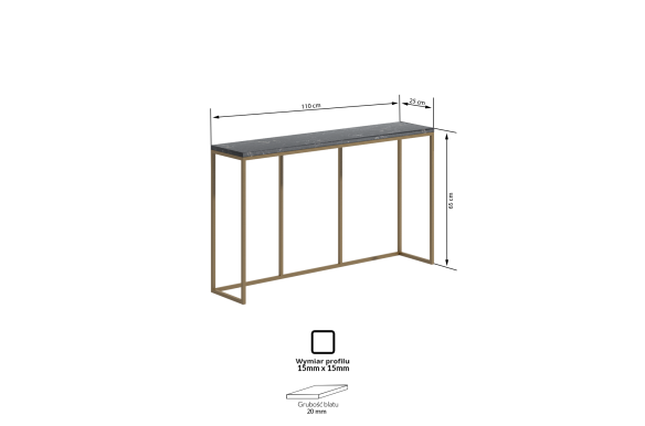 Konsola Nea z granitem Via Lactea, 110x25cm, h65, stelaż czarny mat, wysyłka 24h