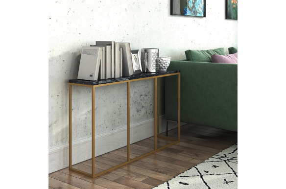 Konsola Nea z granitem Via Lactea, 110x25cm, h65, stelaż czarny mat, wysyłka 24h