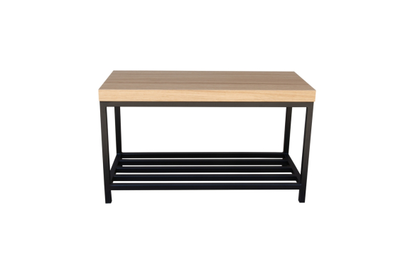 Ławka Elsa 70x30x41, dąb biały, stelaż czarny mat, wysyłka 24h