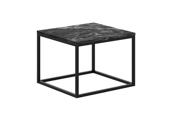 Stolik kawowy Ardal 60x60cm h40- granit Via Lactea, stelaż czarny mat, wysyłka 24h