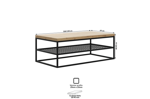 Stolik kawowy Vidar 100x64x45h- DĄB LAKIEROWANY WYSYŁKA 24h