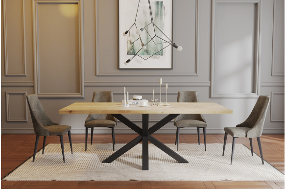 Stół Mursi 150x90x75h - dąb lakierowany, stelaż czarny mat, wysyłka 72h