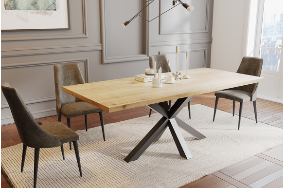 Stół Mursi 150x90x75h - dąb lakierowany, stelaż czarny mat, wysyłka 72h