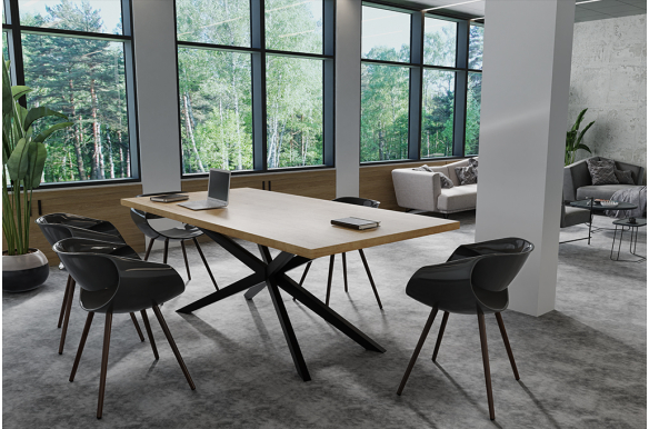 Stół Edder 150x90x75cm- dąb lakierowany, stelaż czarny mat, wysyłka 72h