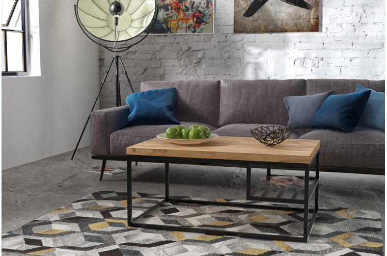 Loftowy stolik kawowy Dan ze stalową półką