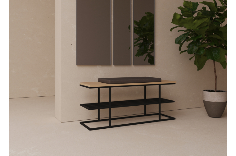 Dębowe siedzisko Emma ze skórzaną poduszką