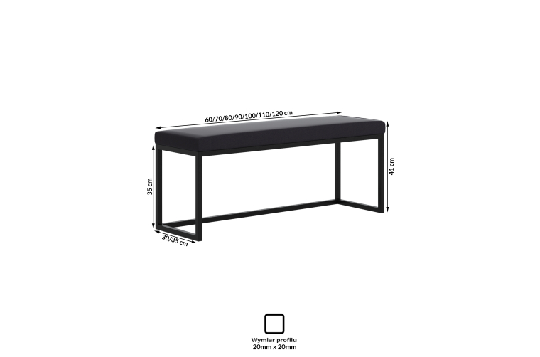 Stalowa ławka Larsa ze skórzanym siedziskiem w...