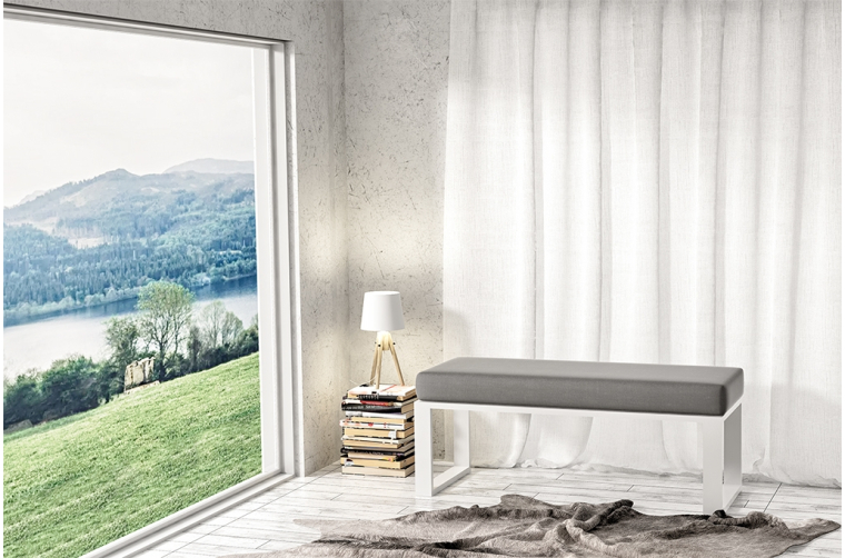 Nowoczesna ławka Dalton ze skórzanym siedziskiem