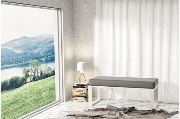 Nowoczesna ławka Dalton ze skórzanym siedziskiem