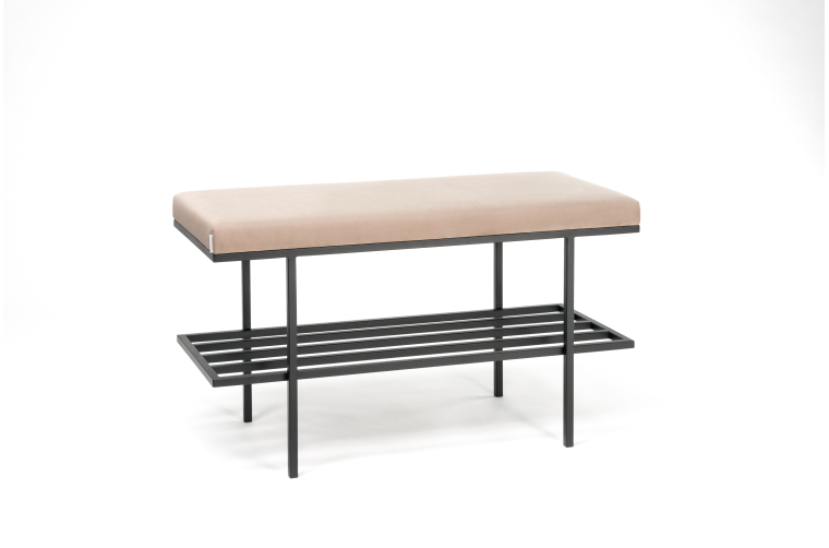 Skórzana ławka Sofia z półką na buty