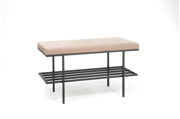 Skórzana ławka Sofia z półką na buty