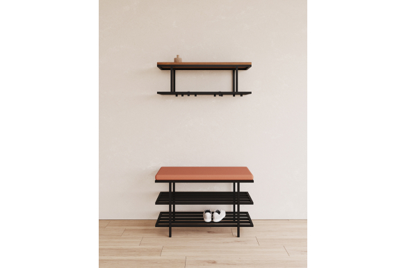 Stalowy wieszak ścienny Kari z półką