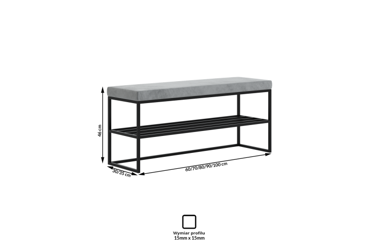 Ławka Geri basic z półką na buty 60 cm