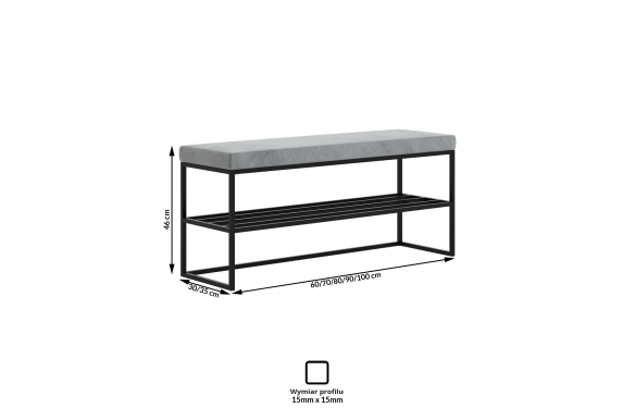 Ławka Geri basic z półką na buty 60 cm