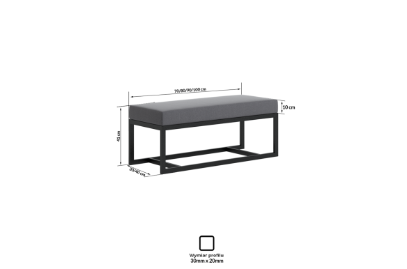 Czarna loftowa ławka Tova do przedpokoju