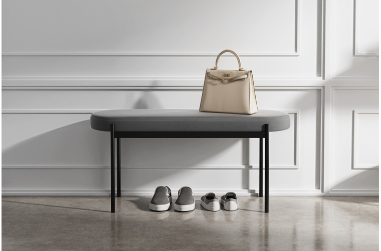 Ławka Lotta z tapicerowanym siedziskiem czarnym