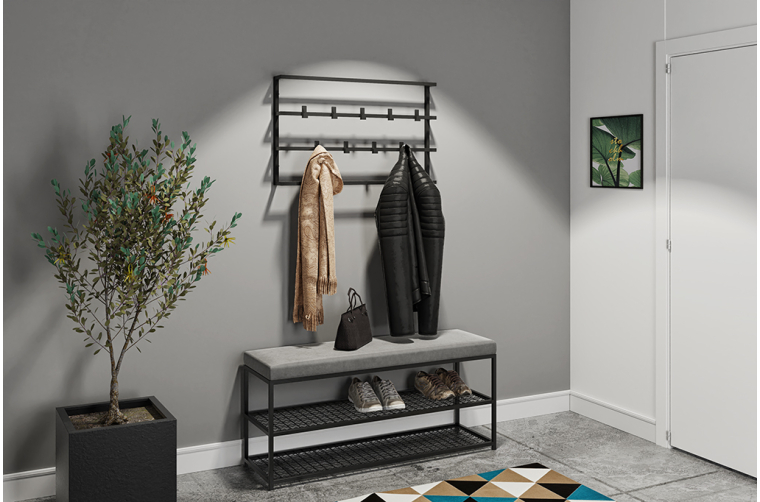 Industrialna ławka Asa z półkami na buty z...