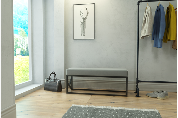 Tapicerowana ławka Elinor  do przedpokoju z siedziskiem czarnym
