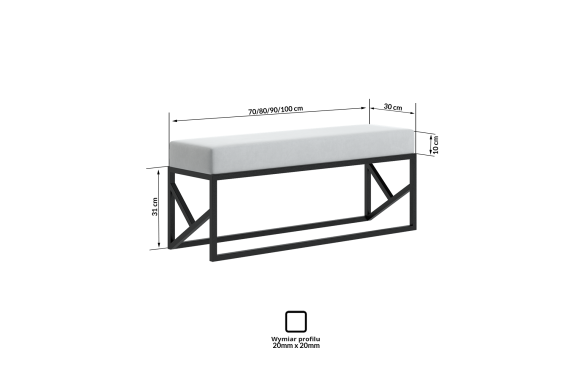 Tapicerowana ławka Elinor  do przedpokoju z siedziskiem czarnym