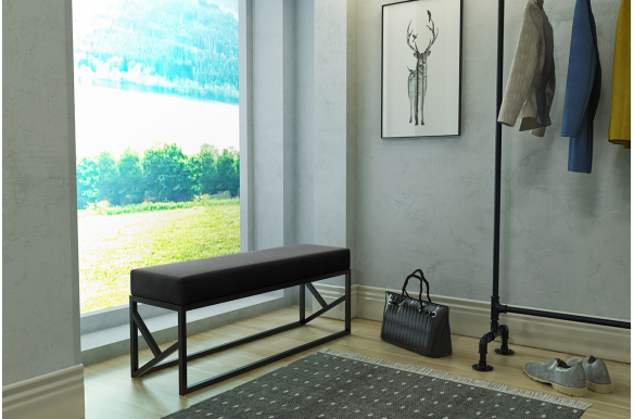 Tapicerowana ławka Elinor  do przedpokoju z siedziskiem czarnym