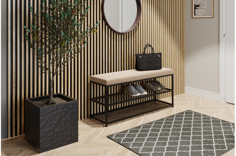 Industrialna ławka Asa z półkami na buty z...