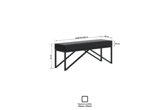 Nowoczesna ławka Ina z welwetowym siedziskiem beżowym