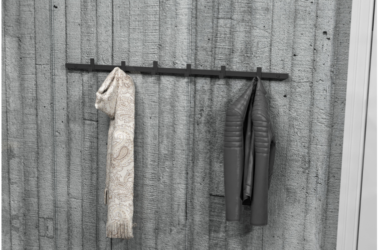 Wieszak Dag- szerokość 80cm, kolor czarny mat-...