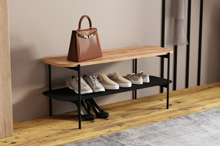 Ławka SANSA z półką na buty 90x30x43cm- siedzisko dąb... 2
