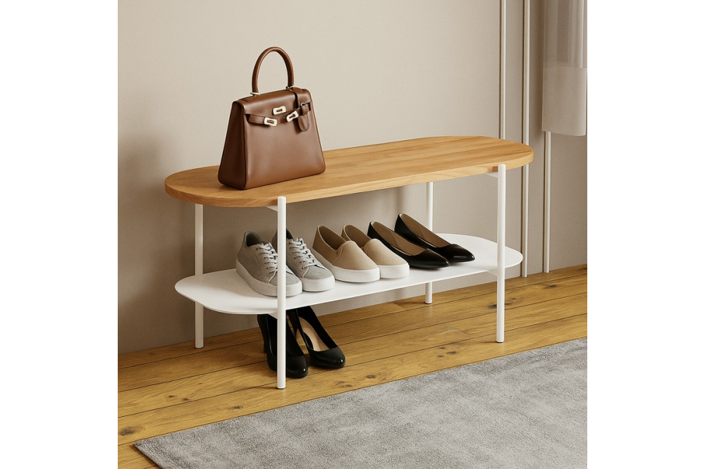 Ławka metalowa industrialna drewno dębowe Sansa