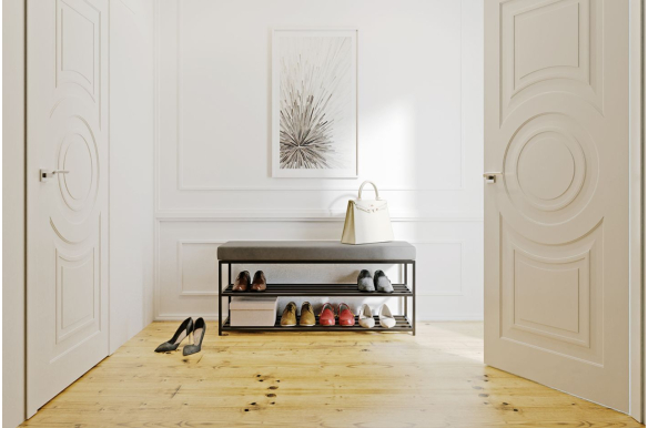 Ławka Gina do przedpokoju z półkami na buty 80 cm