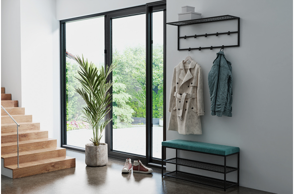 Industrialna ławka Asa z półkami na buty 90 cm