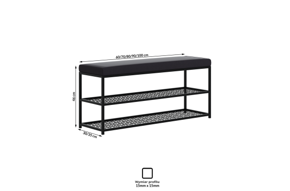 Industrialna ławka Asa z półkami na buty 100 cm