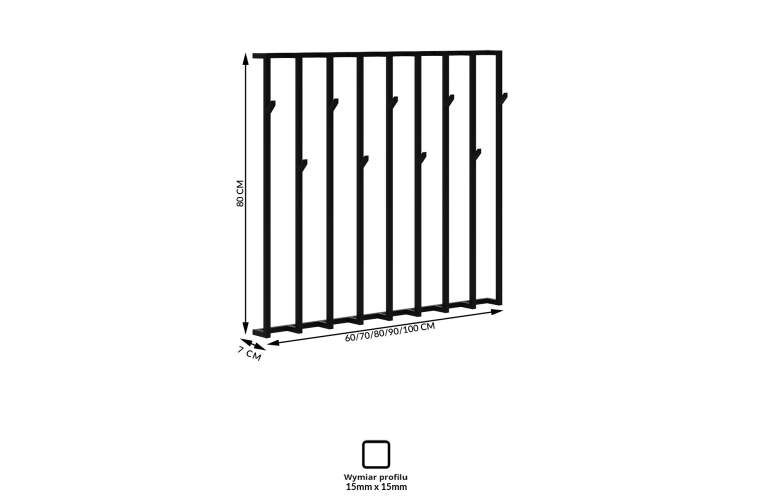Industrialny wieszak ścienny Alf 90cm