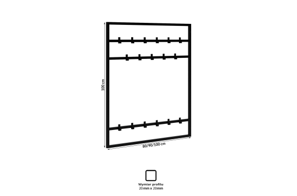 Industrialny wieszak Halvard z trzema poziomami 90cm
